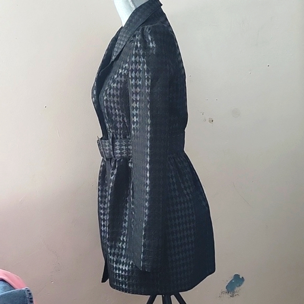 Candie's Brand Black Button Down Coat With Belt, Size: L - Picture 6 of 9